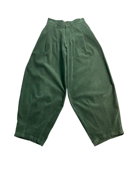 green corduroy balloon-pants