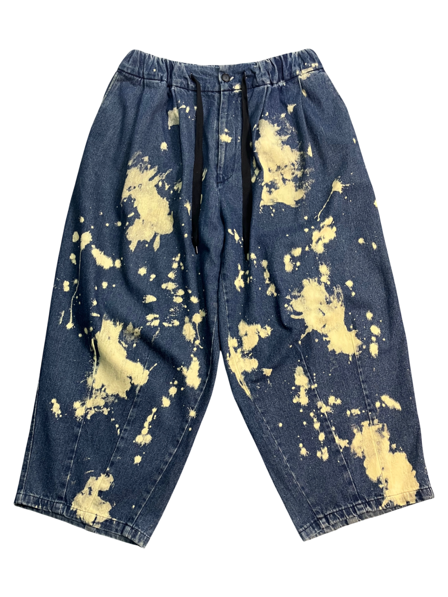 blue paint-stain balloon jeans