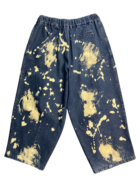 blue paint-stain balloon jeans