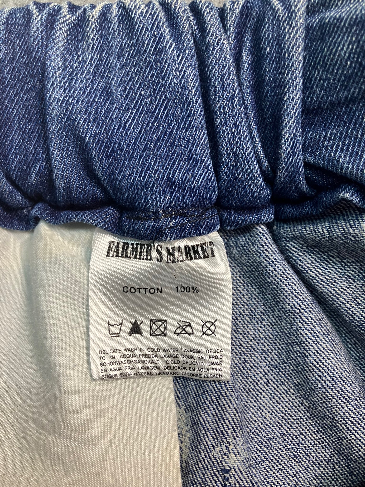 blue paint-stain balloon jeans