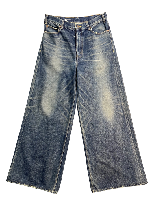 blue jumbo wide-leg jeans
