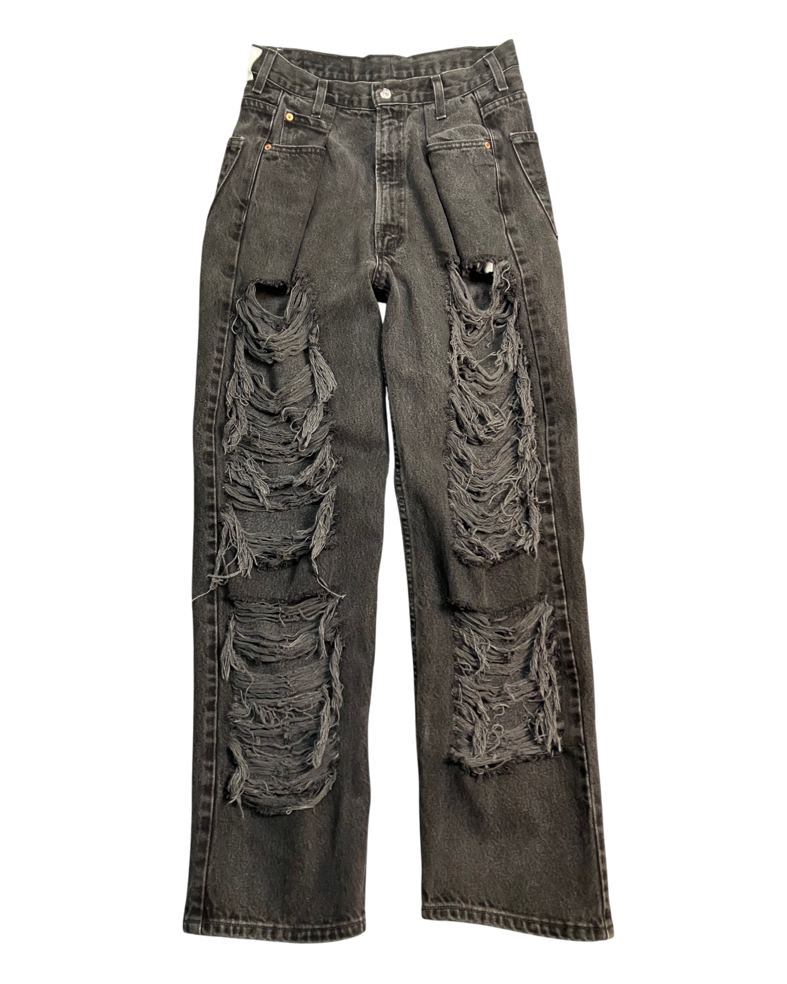 black reworked destructive regular-fit jeans