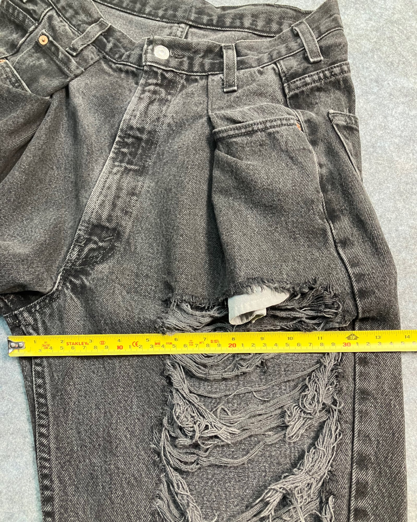 black reworked destructive regular-fit jeans