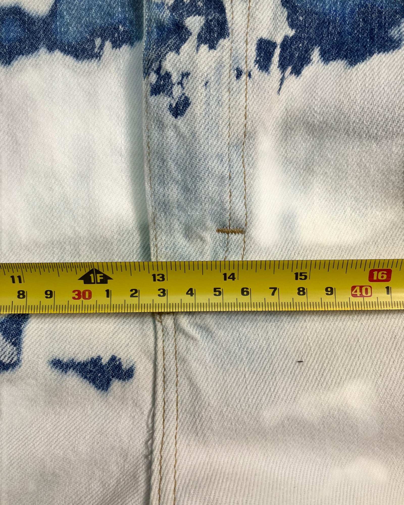 blue reworked paint-stain regular-fit jeans