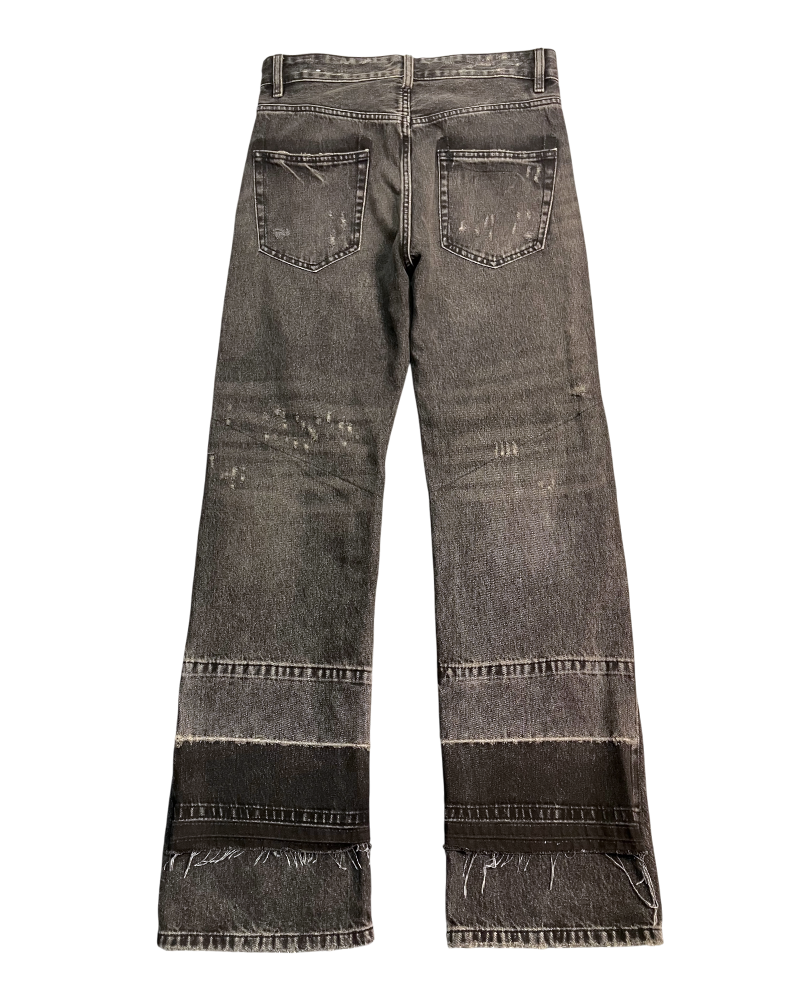 black patched straight-fit jeans