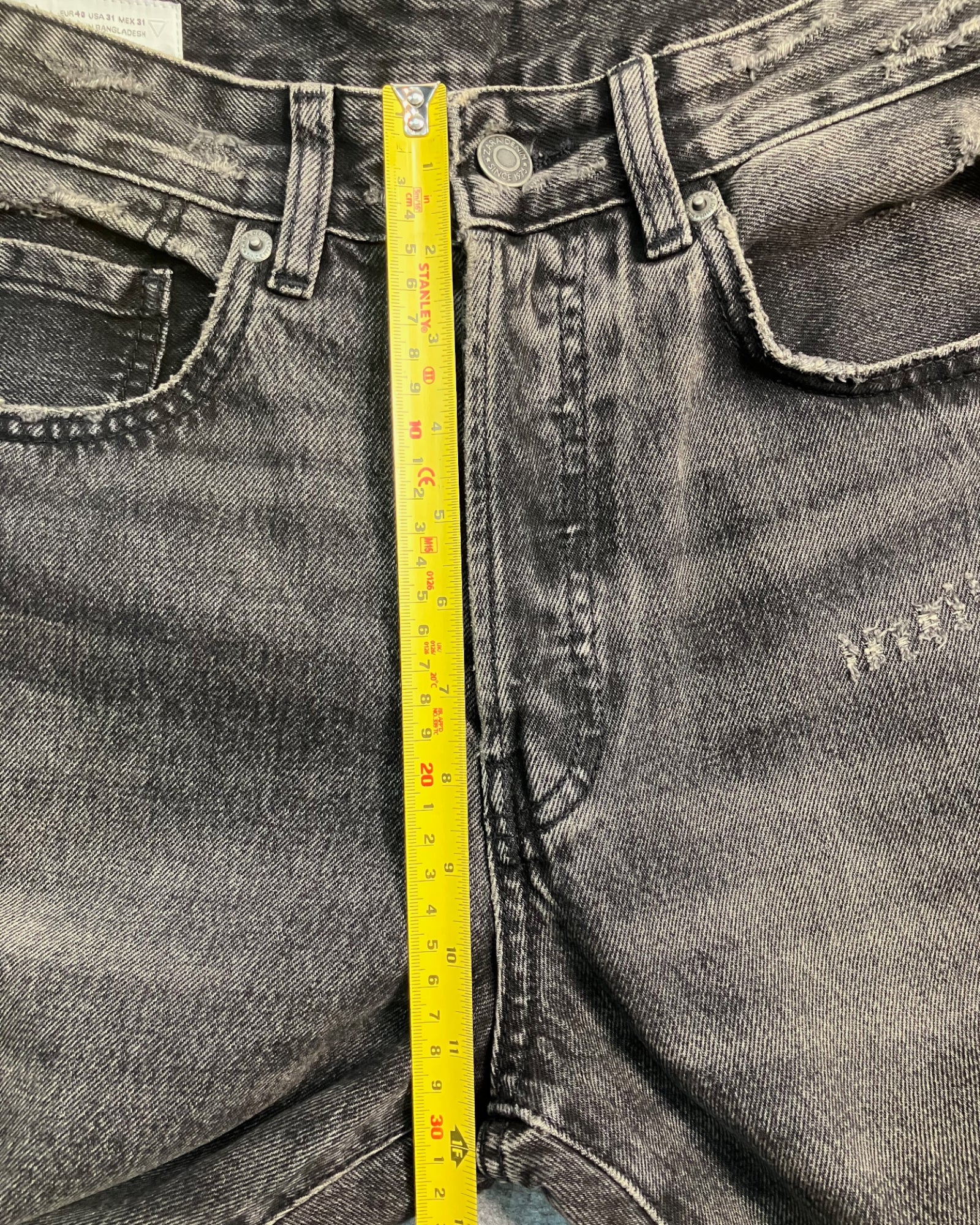 black patched straight-fit jeans