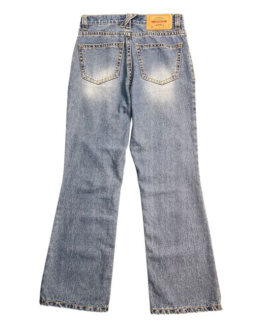 blue boot-cut jeans