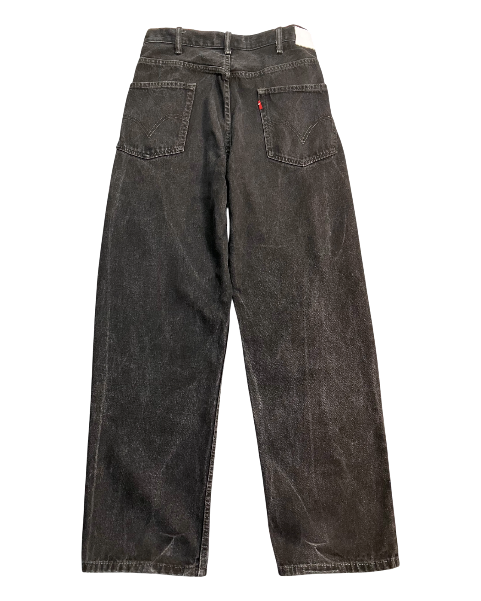 black reworked regular-fit jeans