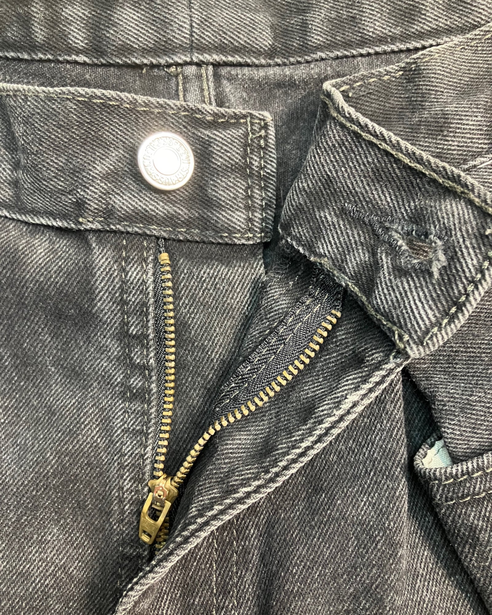 black reworked regular-fit jeans