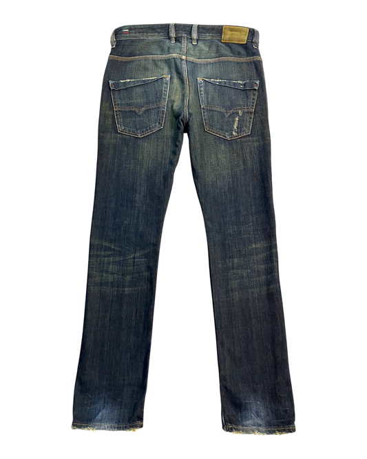 blue washed regular-fit jeans