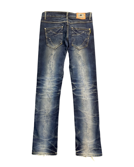 blue washed slim-fit jeans