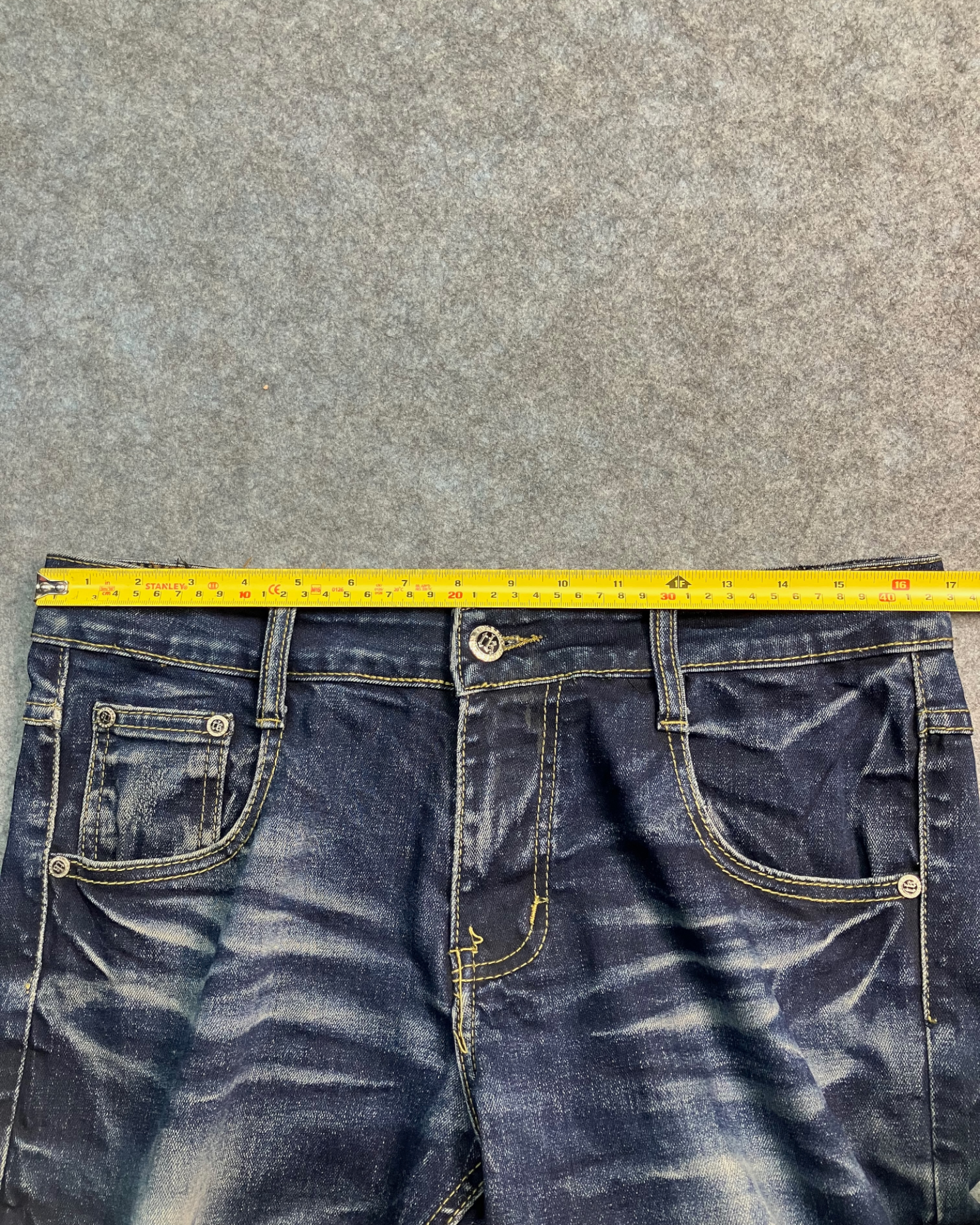 blue washed slim-fit jeans