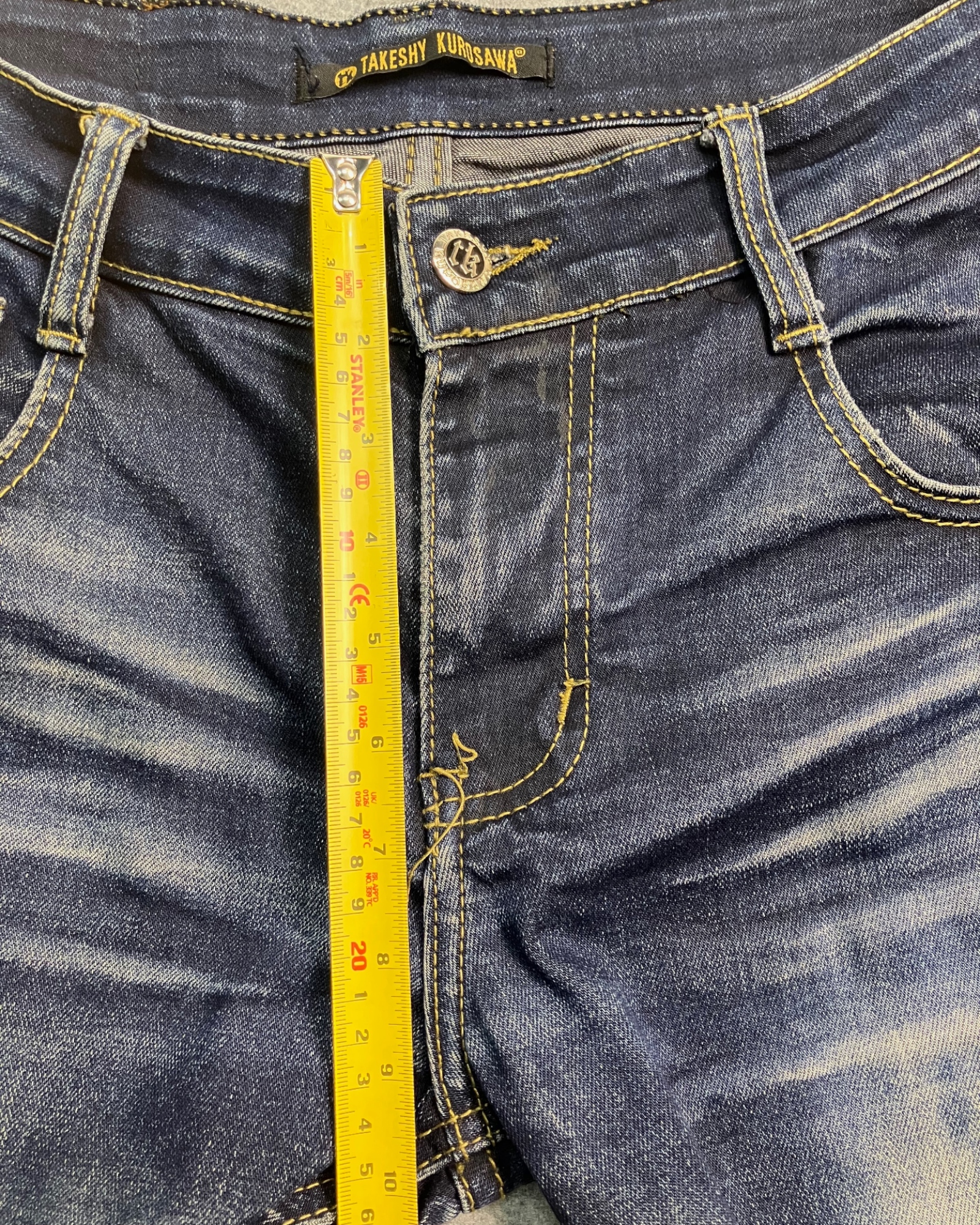 blue washed slim-fit jeans