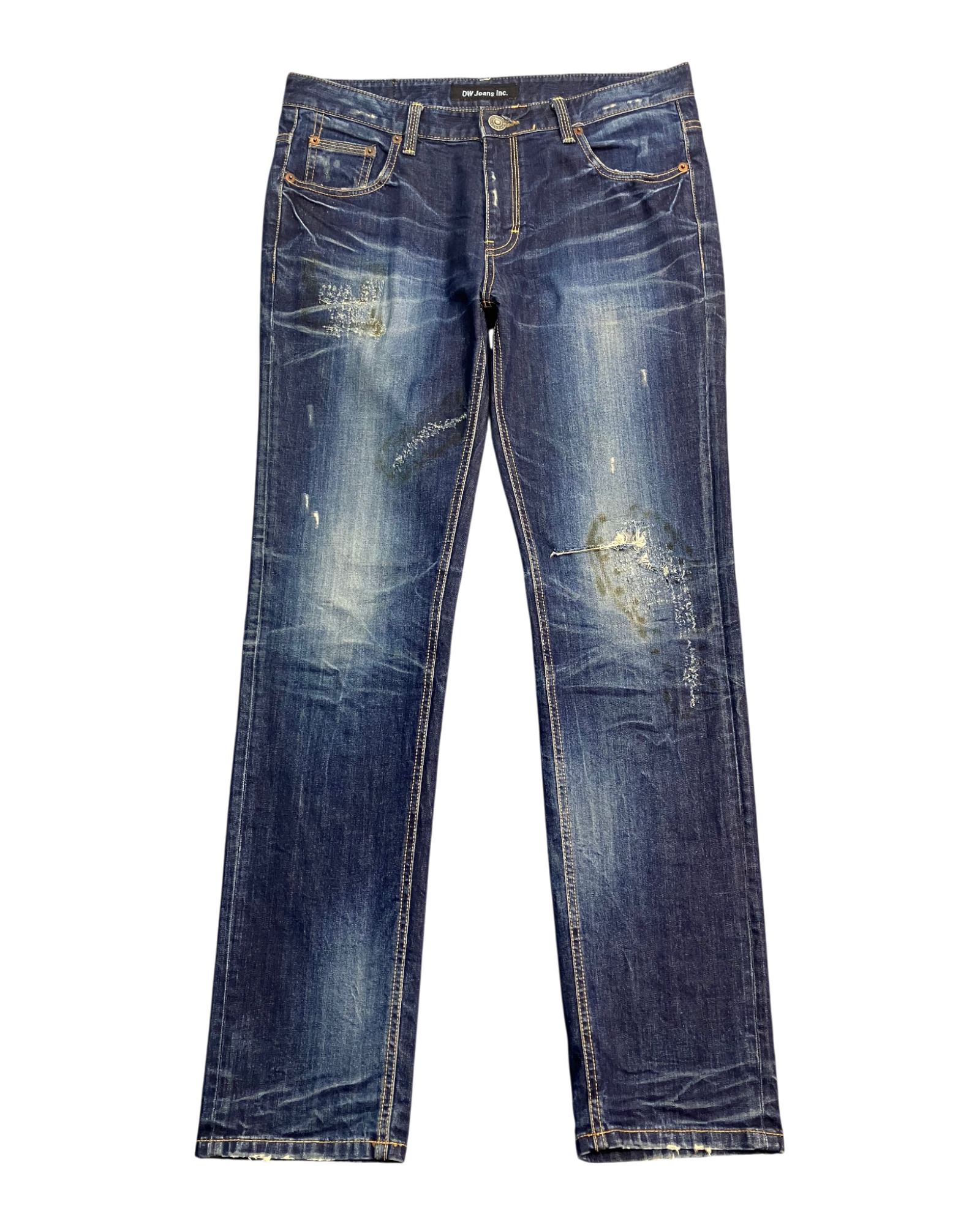 blue washed slim-fit jeans
