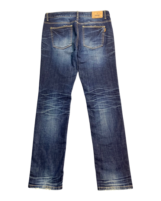 blue washed slim-fit jeans