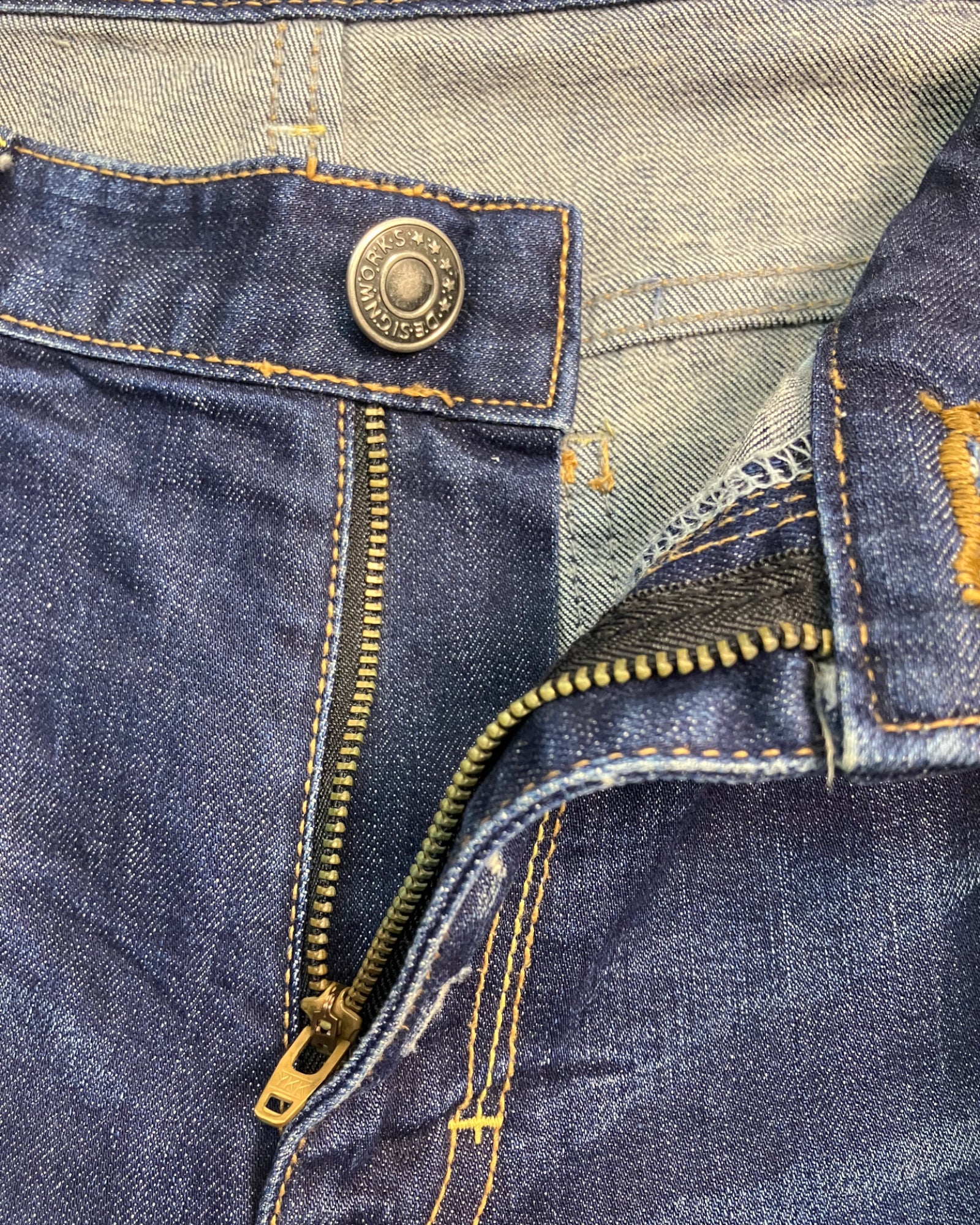 blue washed slim-fit jeans