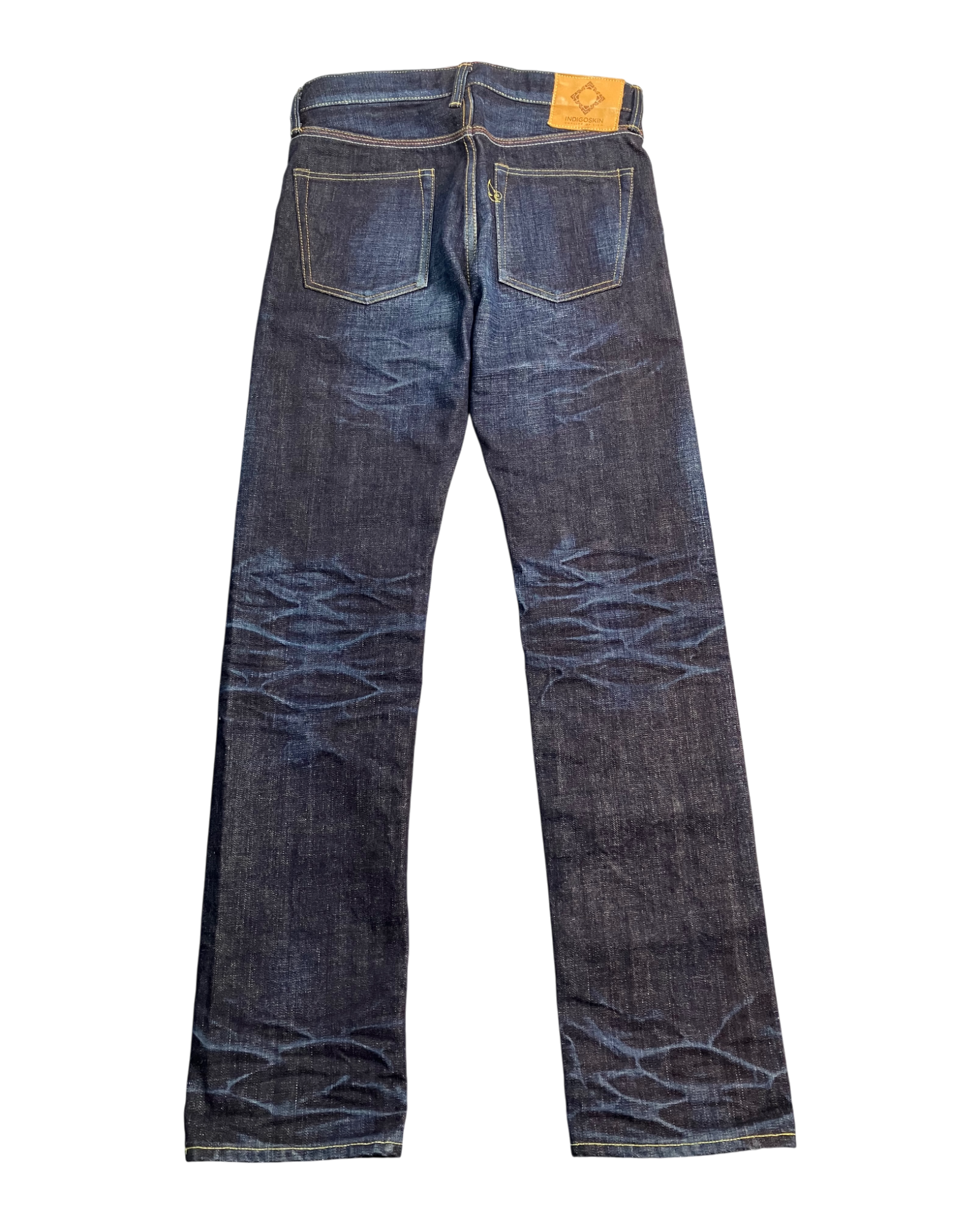 blue washed slim-fit jeans