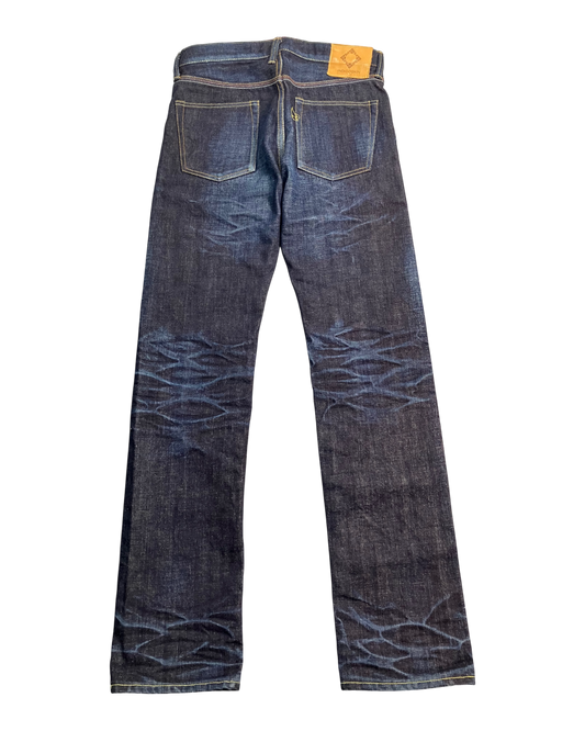 blue washed slim-fit jeans
