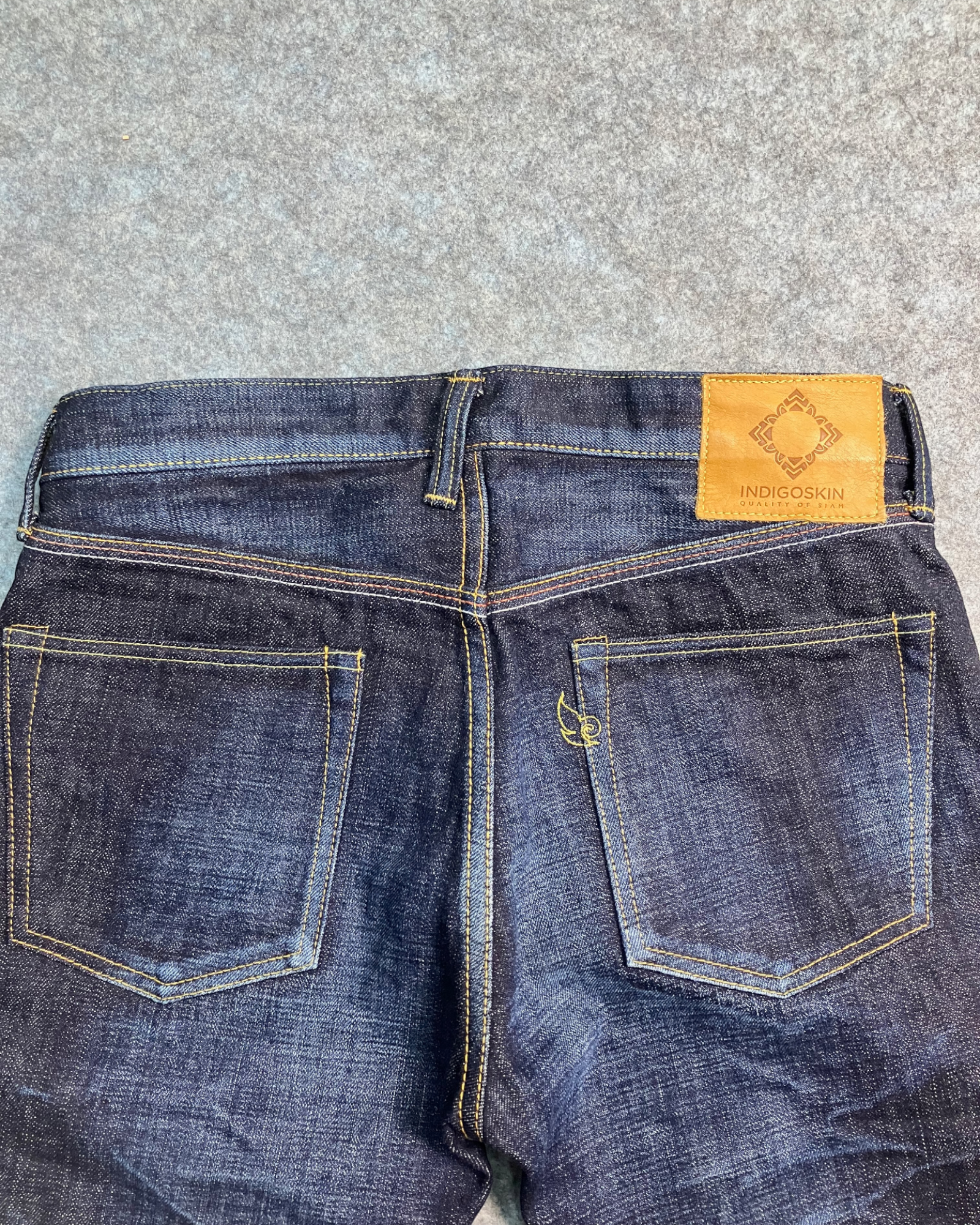 blue washed slim-fit jeans