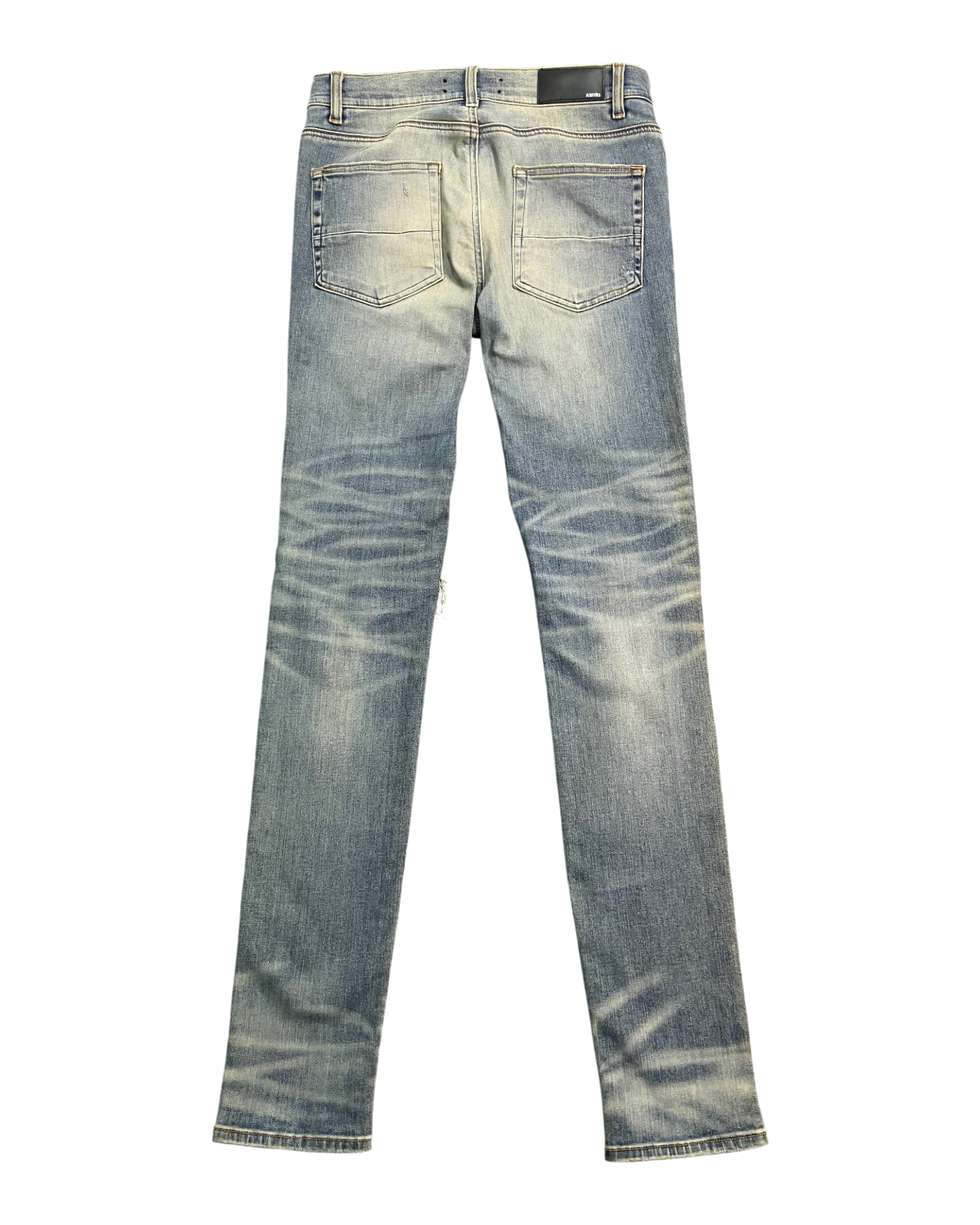 blue distressed slim-fit jeans