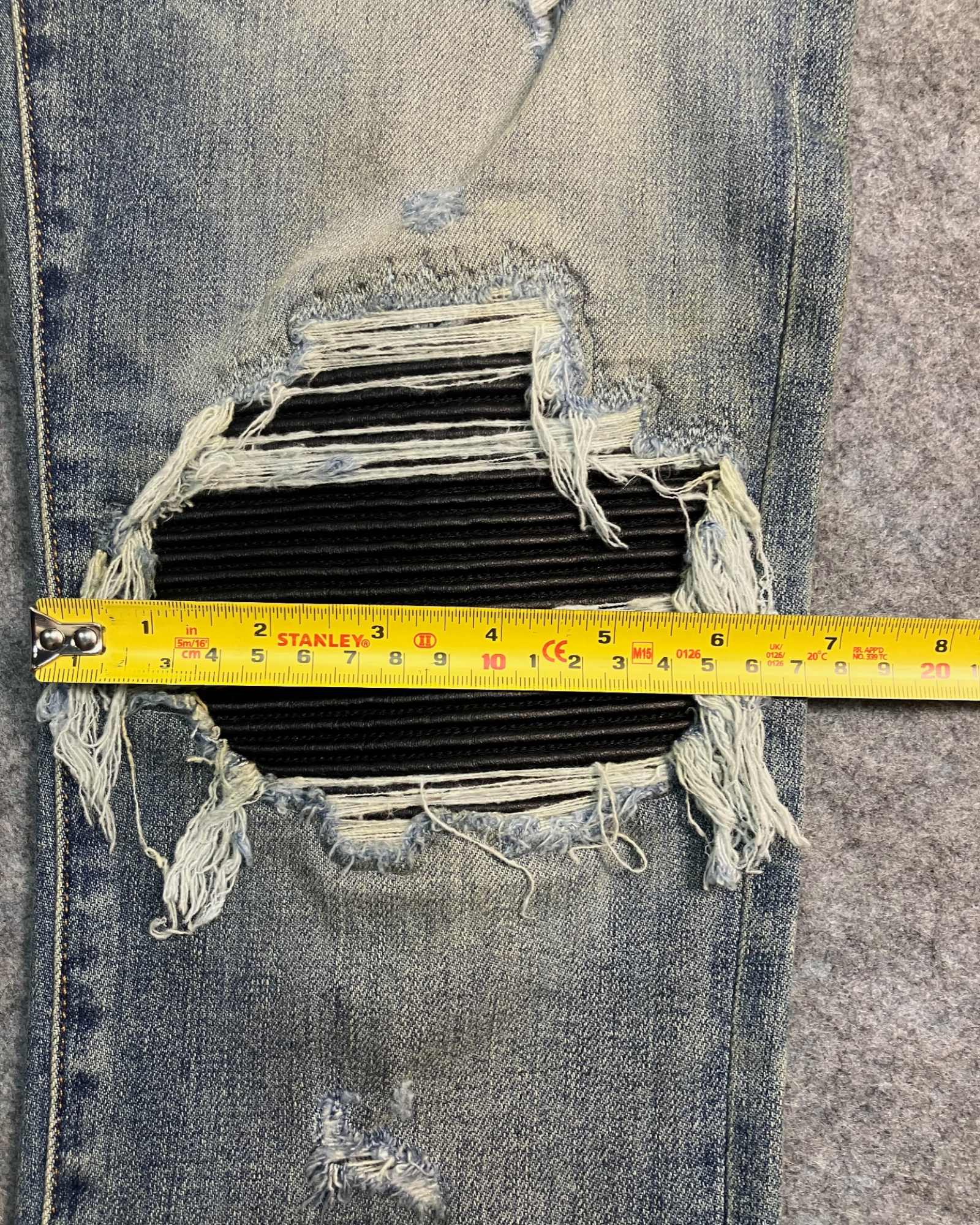 blue distressed slim-fit jeans