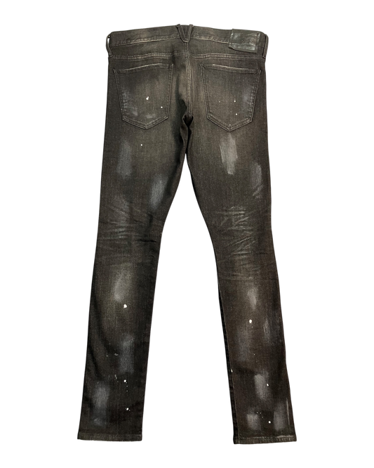 black distressed slim-fit jeans