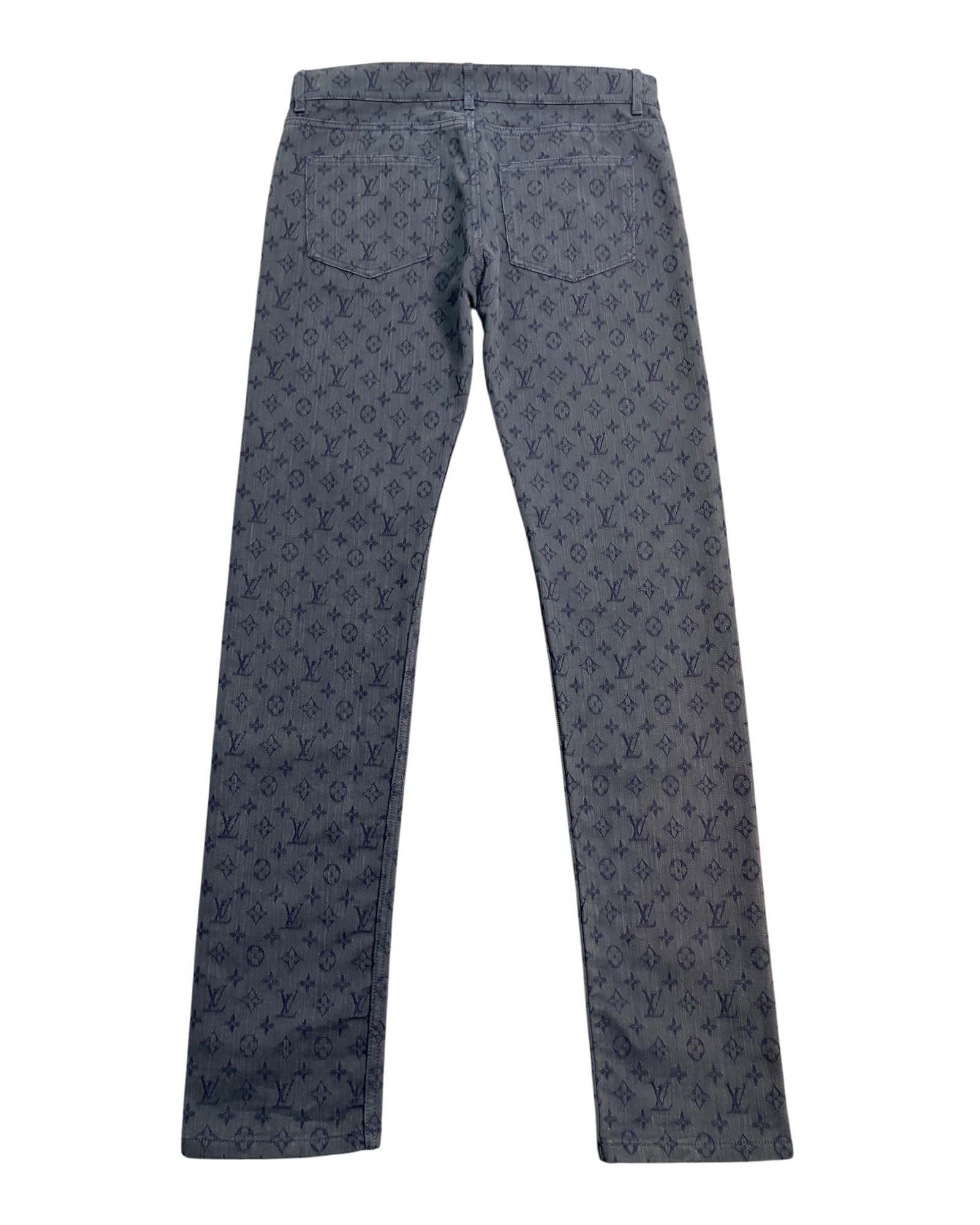 blue monogram slim-fit jeans