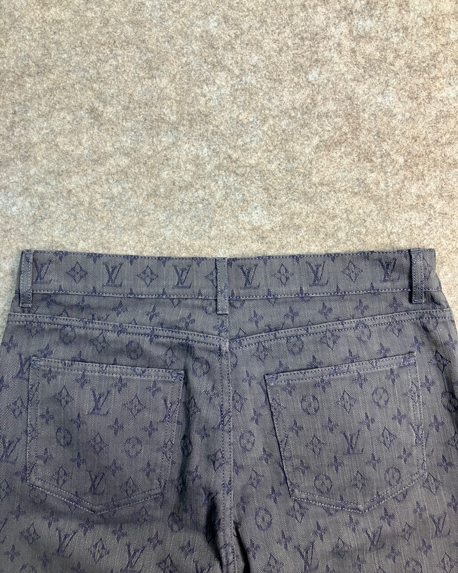 blue monogram slim-fit jeans