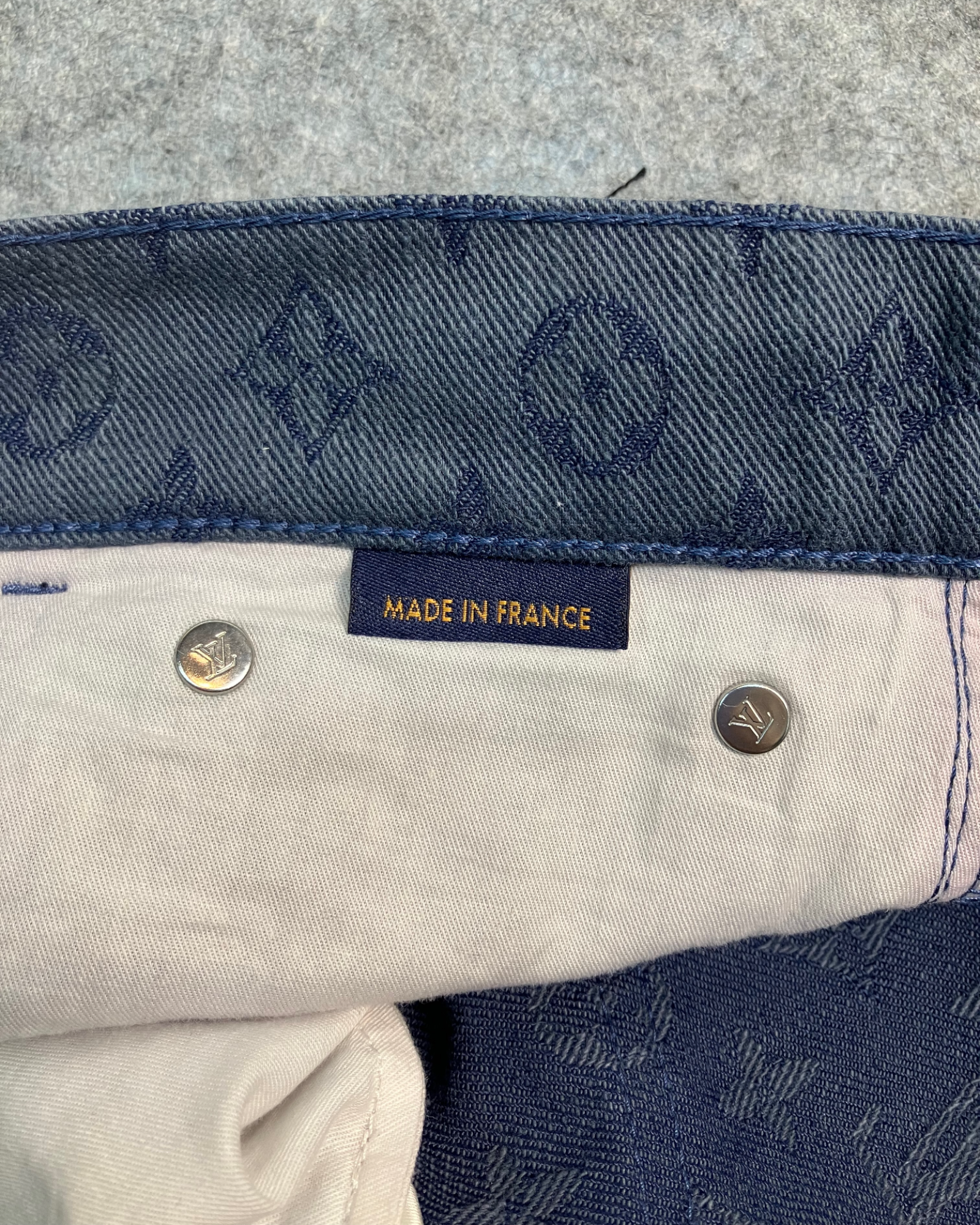 blue monogram slim-fit jeans