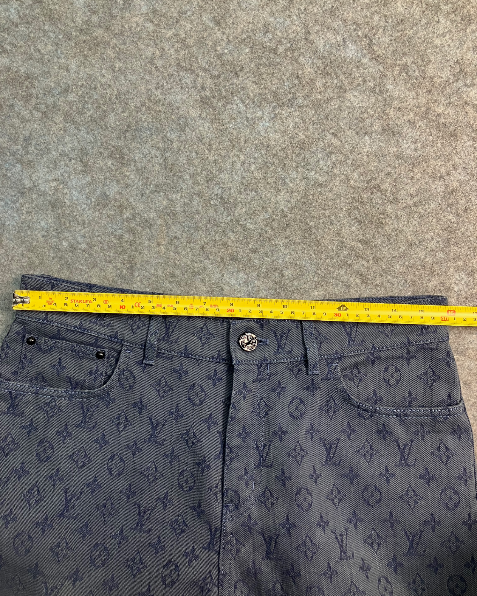 blue monogram slim-fit jeans