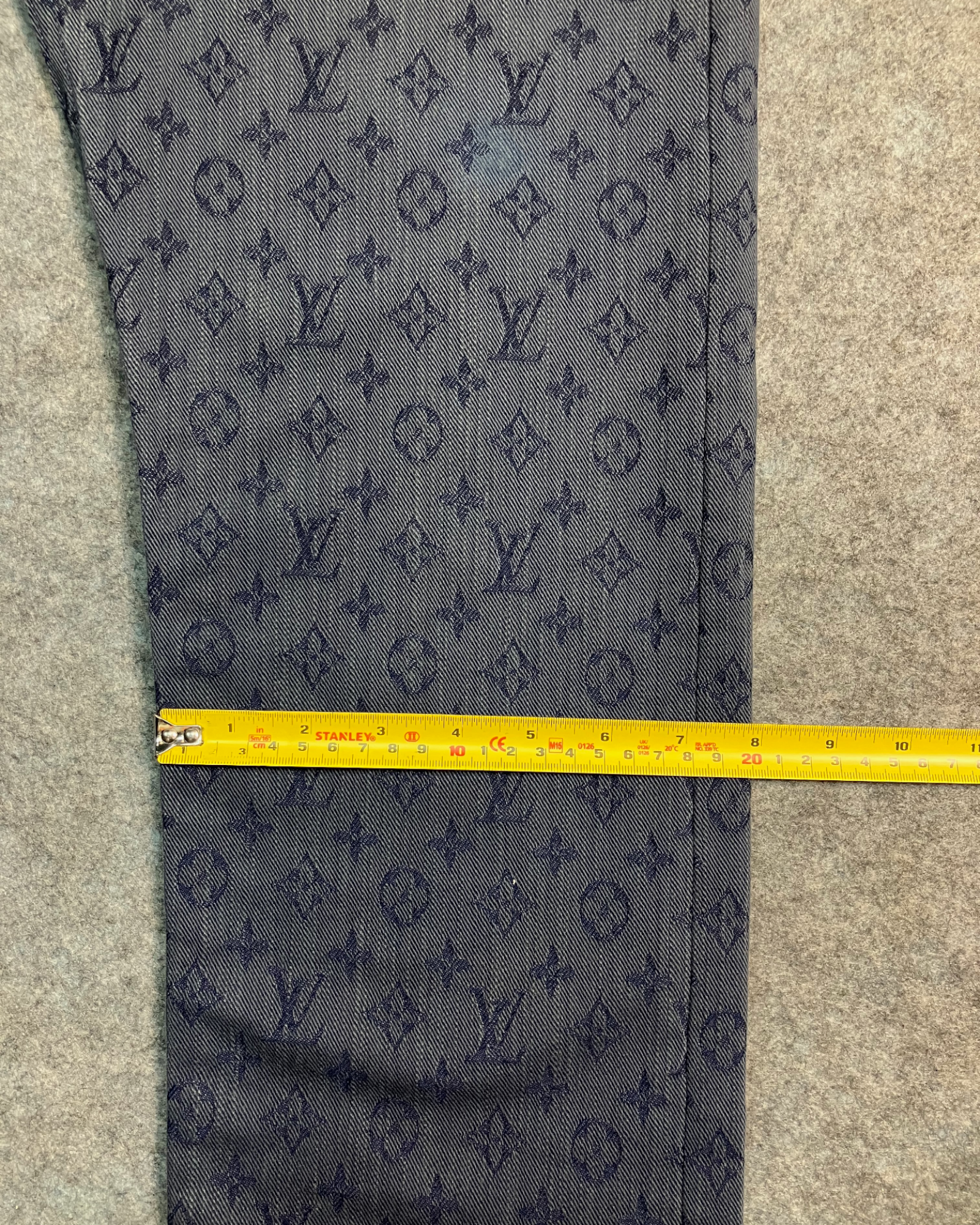 blue monogram slim-fit jeans