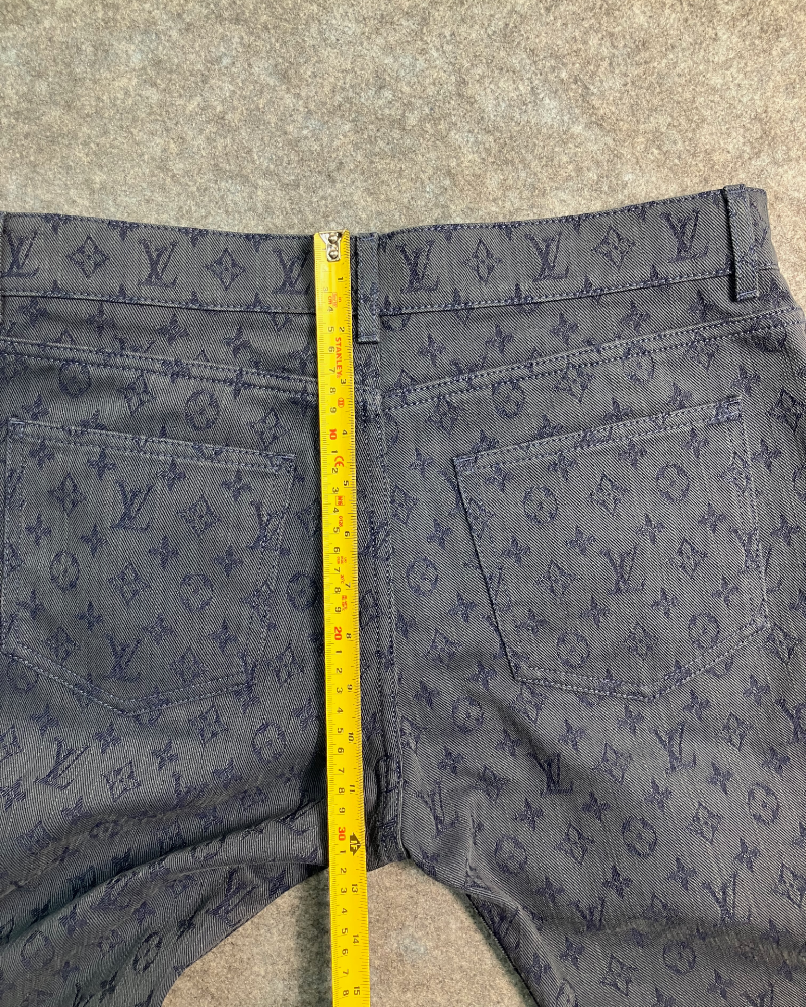 blue monogram slim-fit jeans