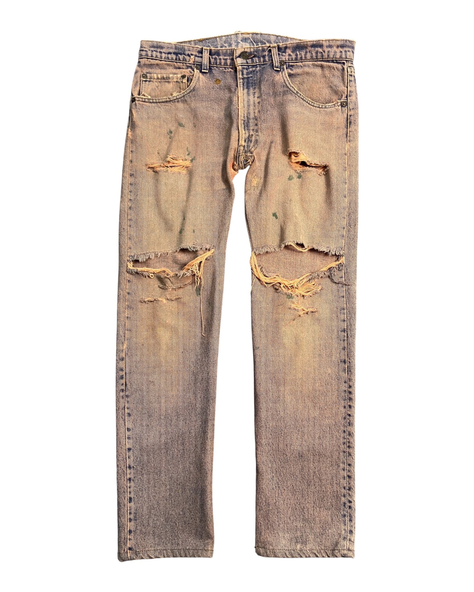 red reworked wash regular-fit jeans