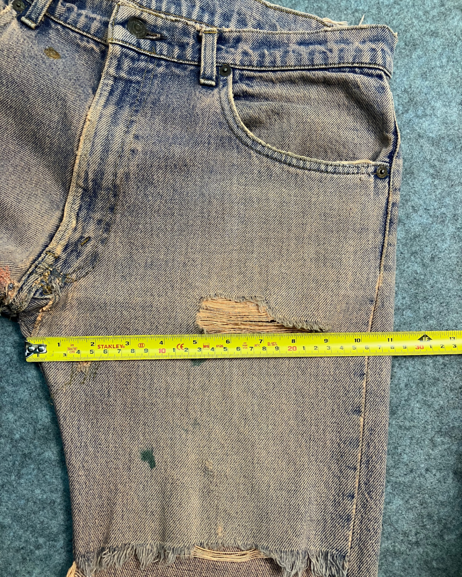 red reworked wash regular-fit jeans