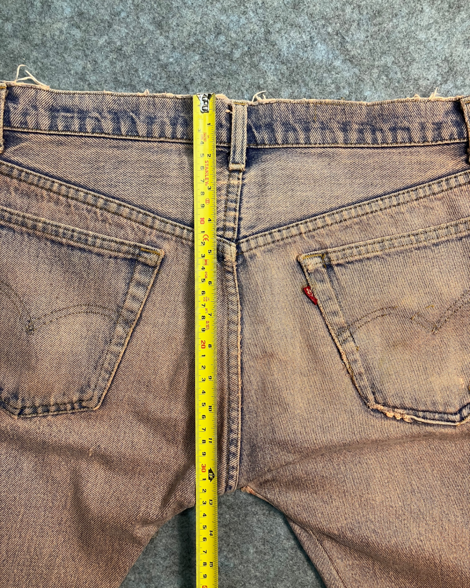 red reworked wash regular-fit jeans