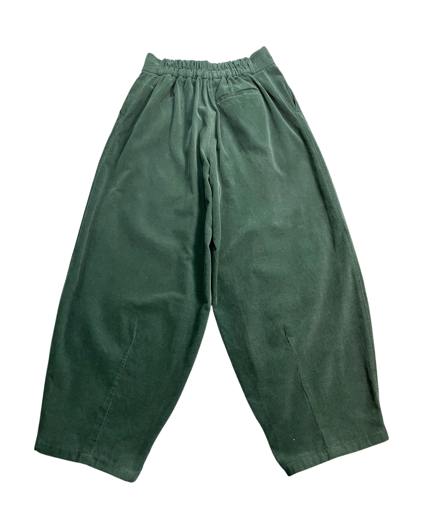 green corduroy balloon-pants