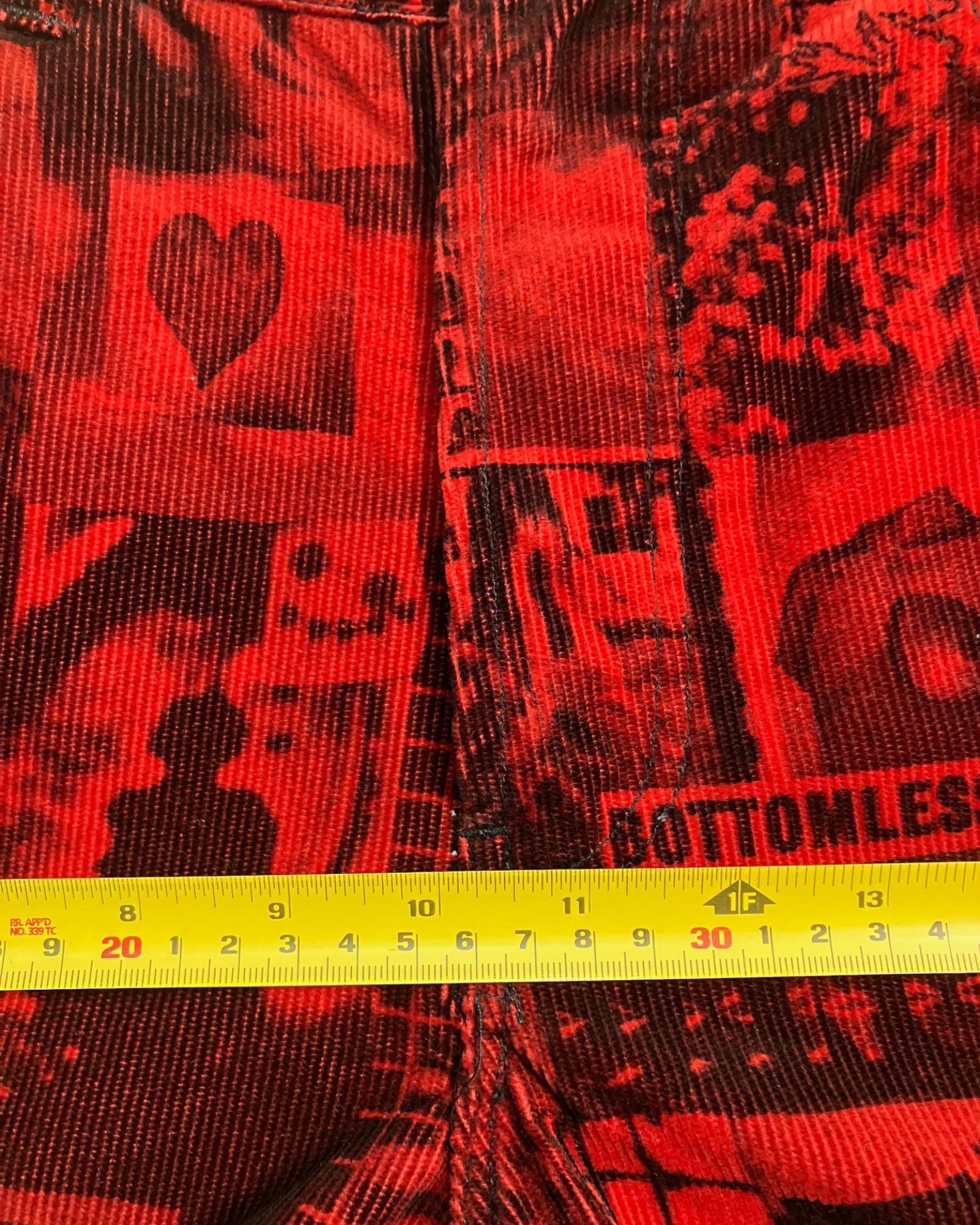 red corduroy print straight pants