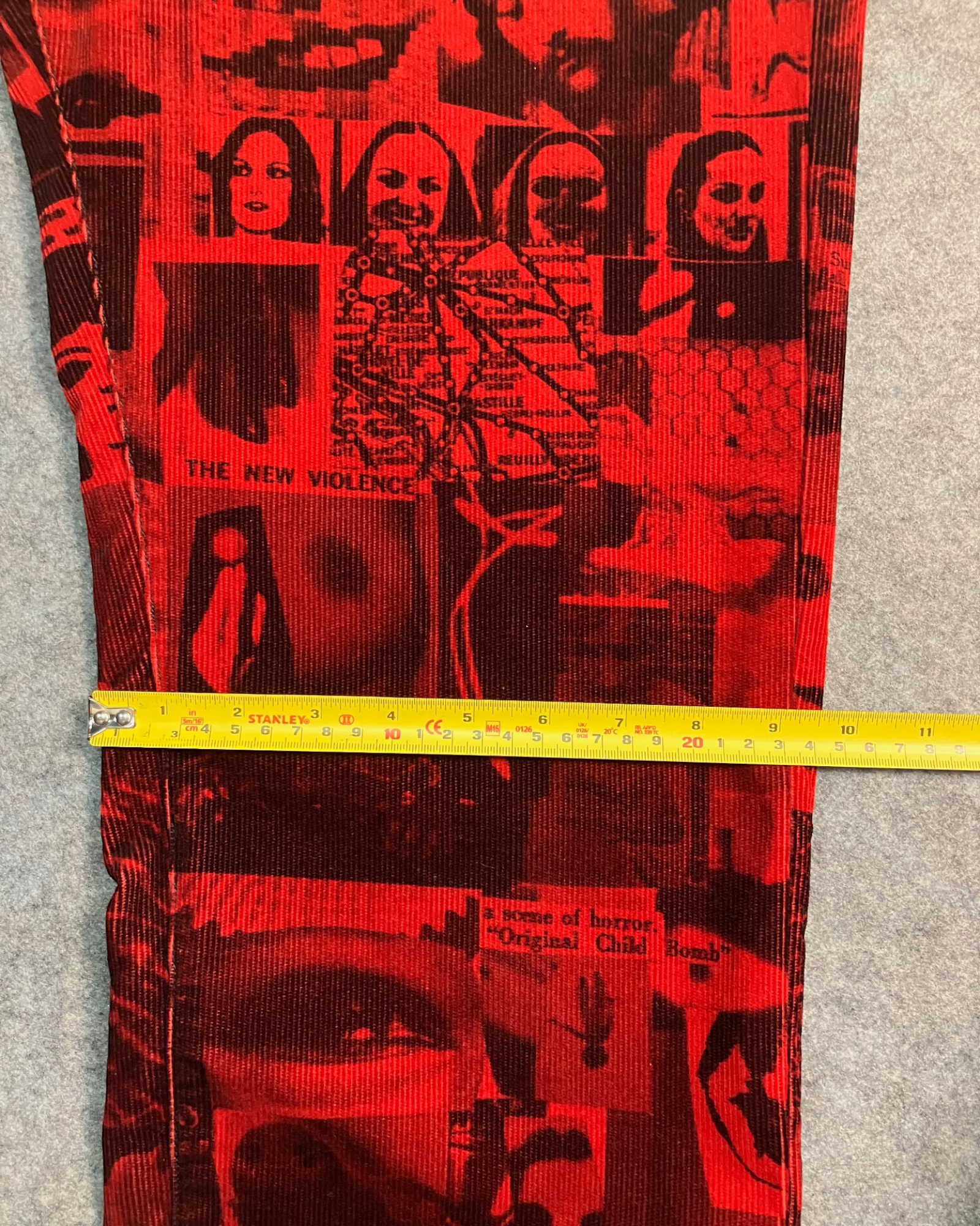 red corduroy print straight pants