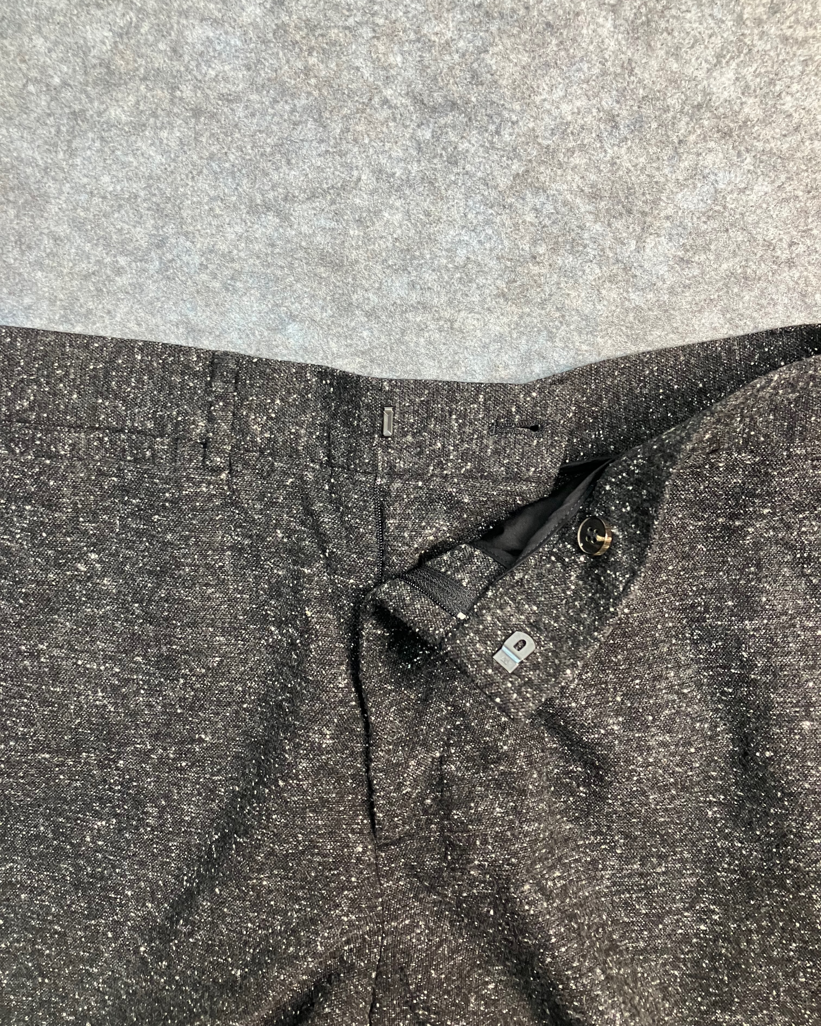 black white straight-fit trousers