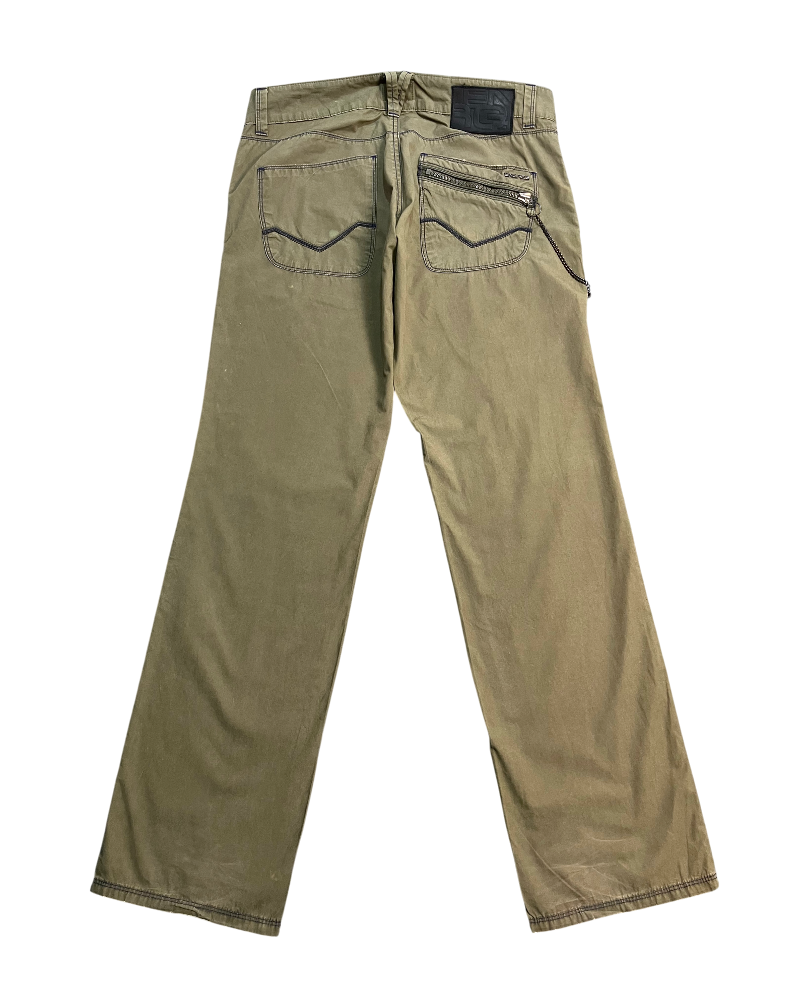 khaki slim boot-cut pants