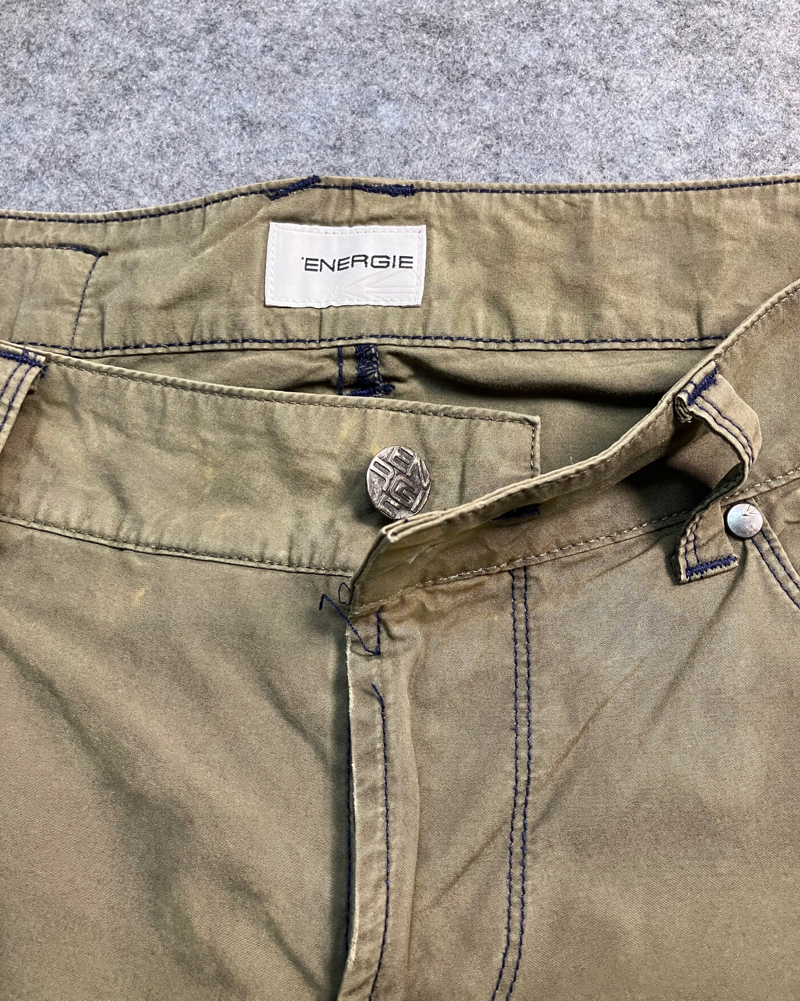 khaki slim boot-cut pants