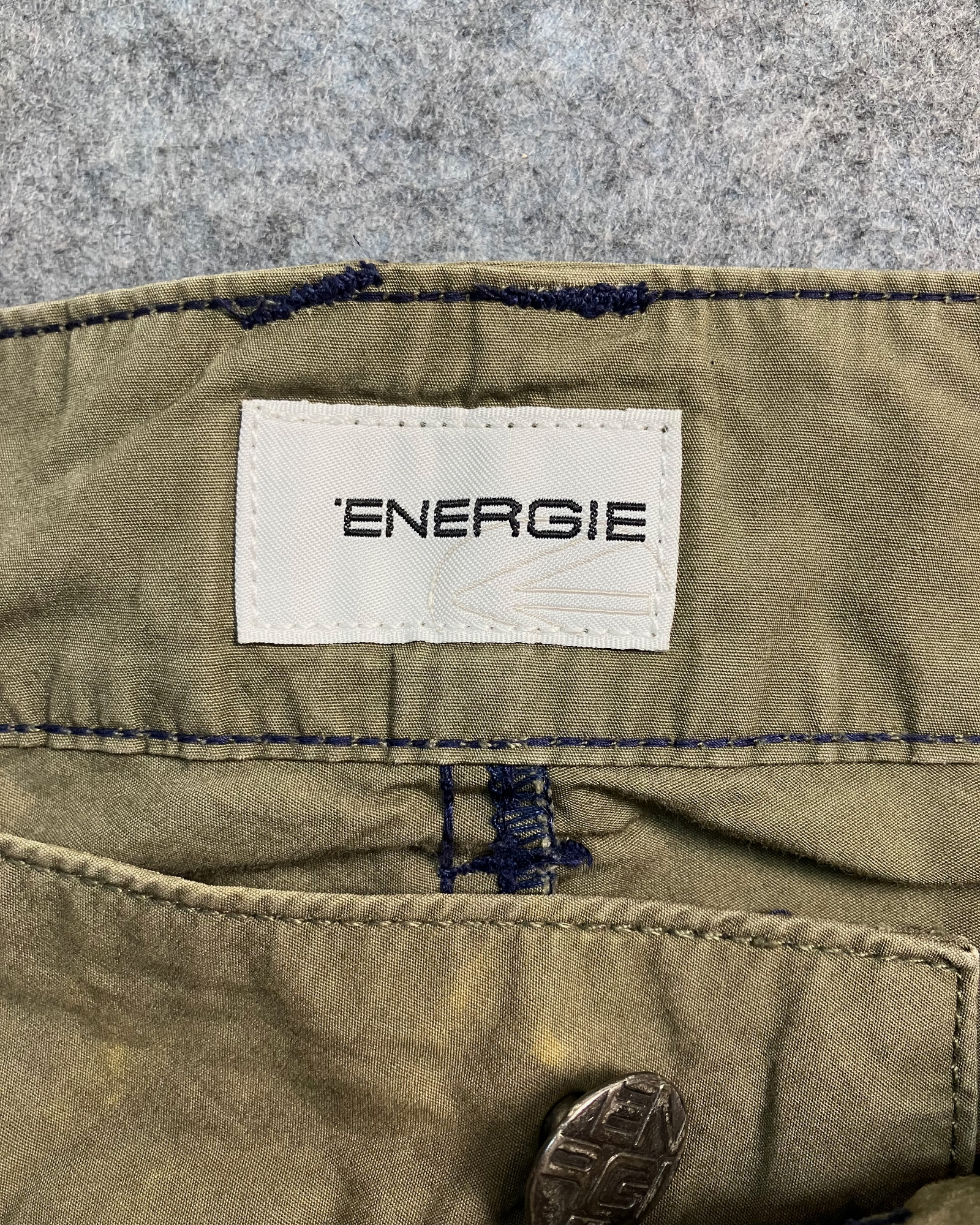 khaki slim boot-cut pants