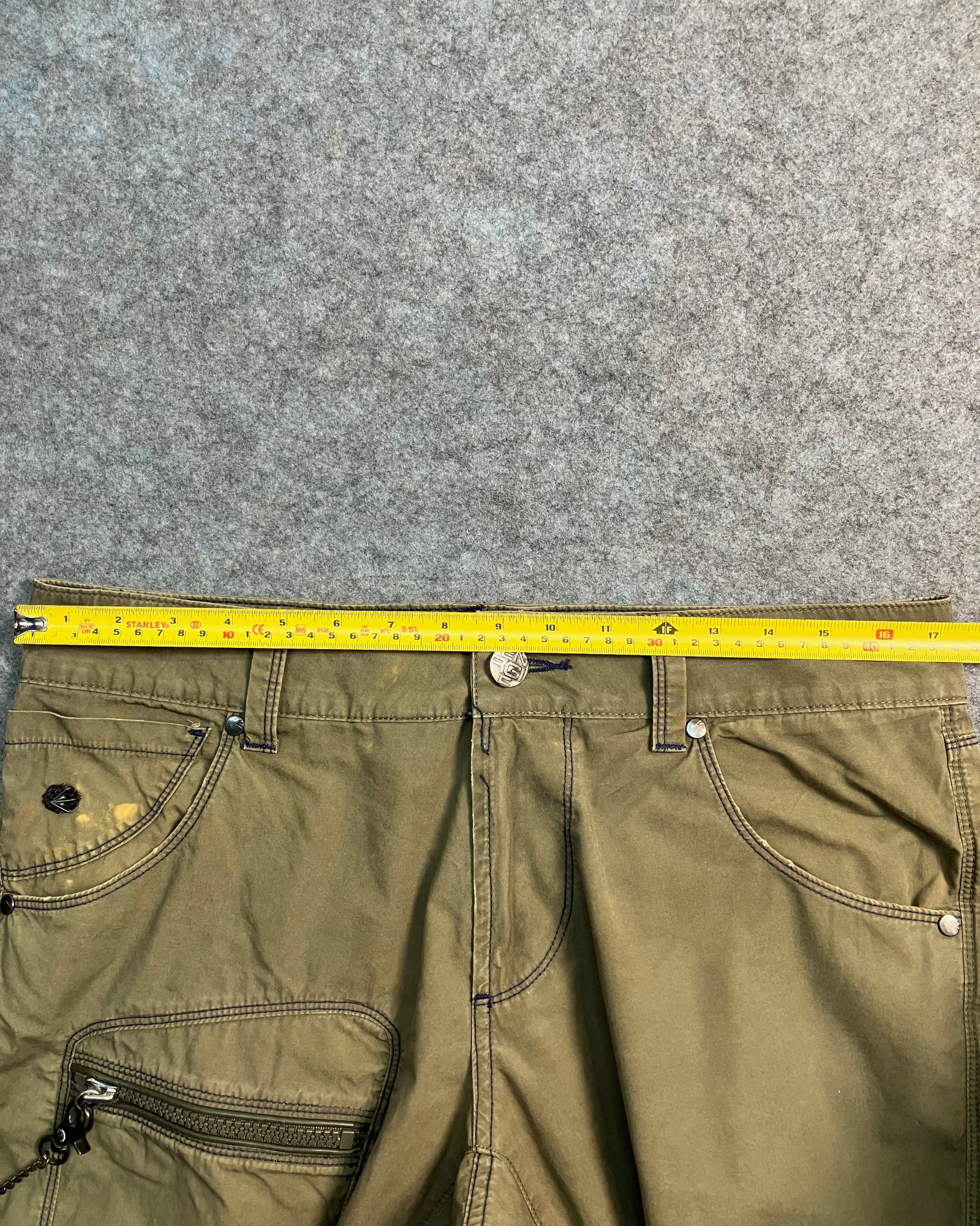 khaki slim boot-cut pants