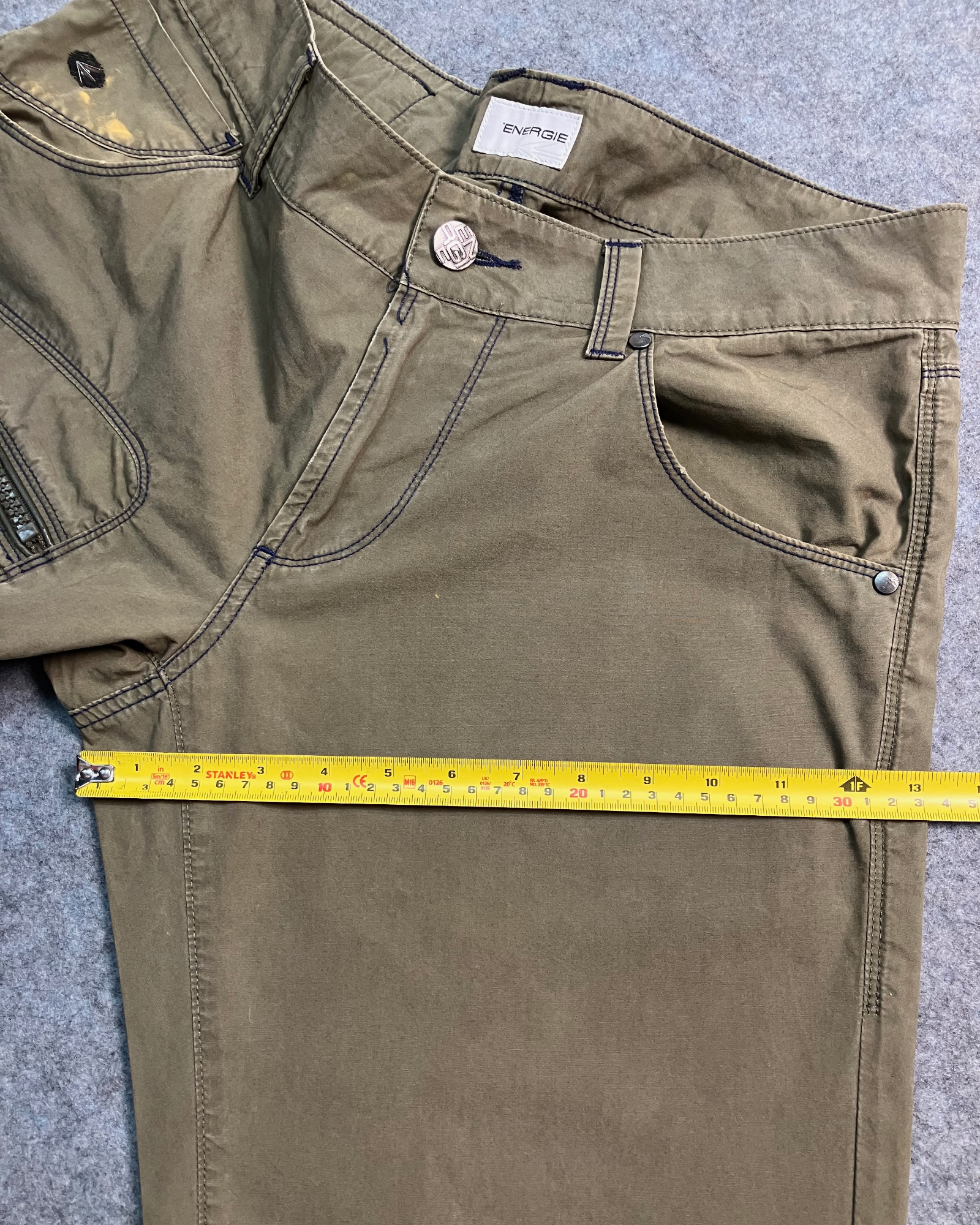 khaki slim boot-cut pants
