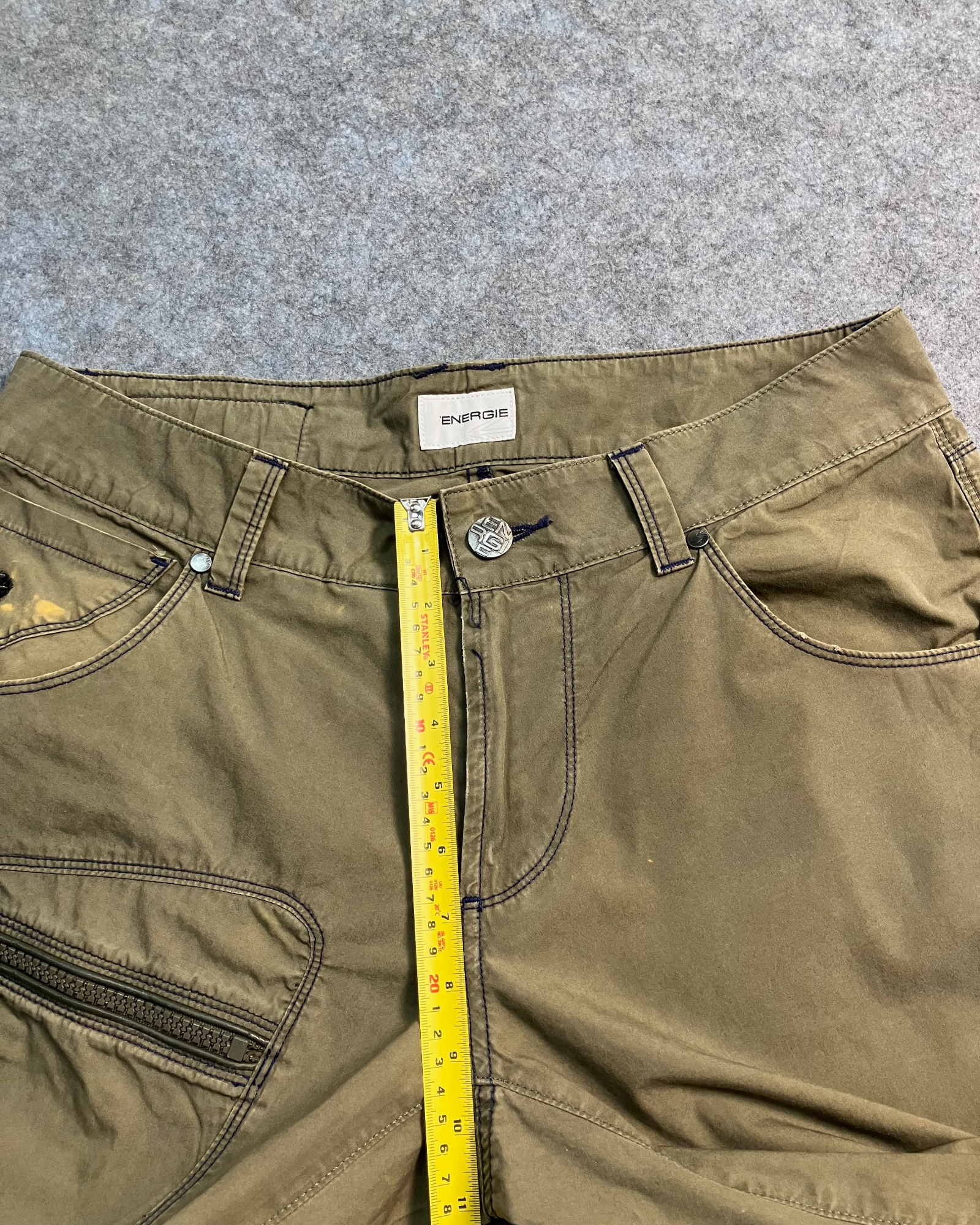 khaki slim boot-cut pants