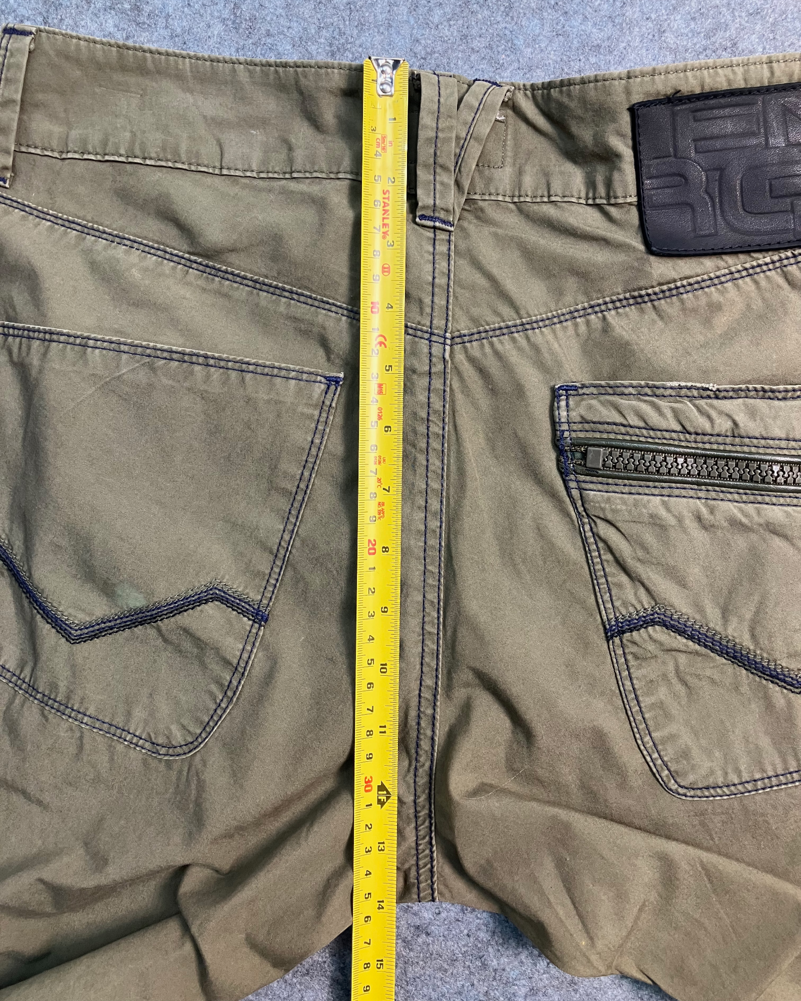 khaki slim boot-cut pants