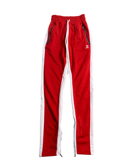 red slim-fit sweat pants