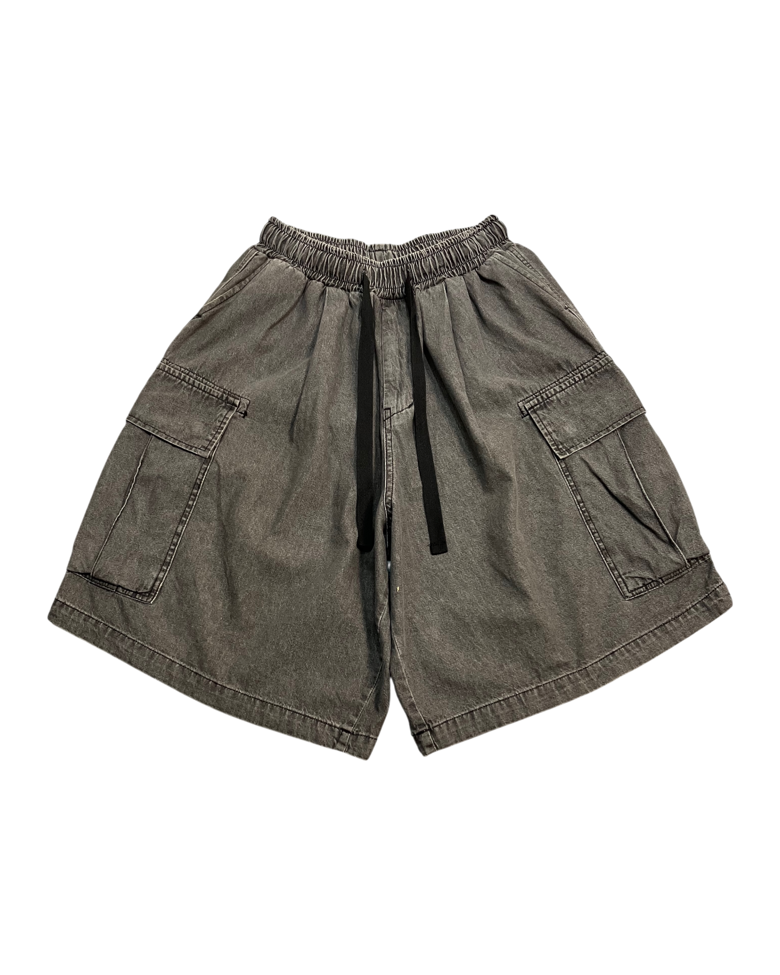 black cargo distressed shorts