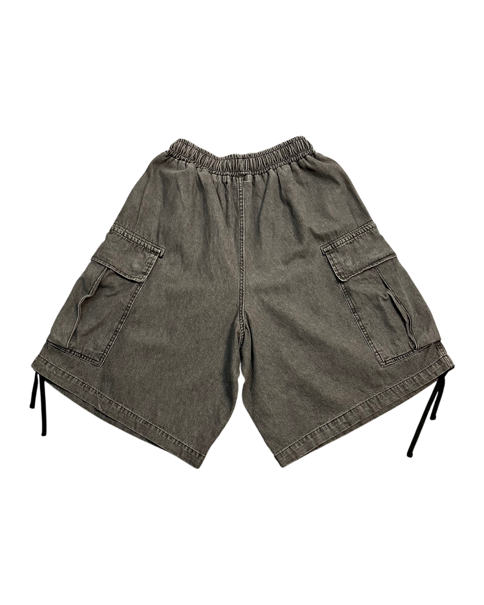 black cargo distressed shorts