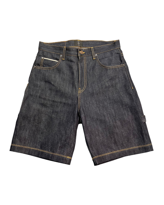 blue embroidery shorts